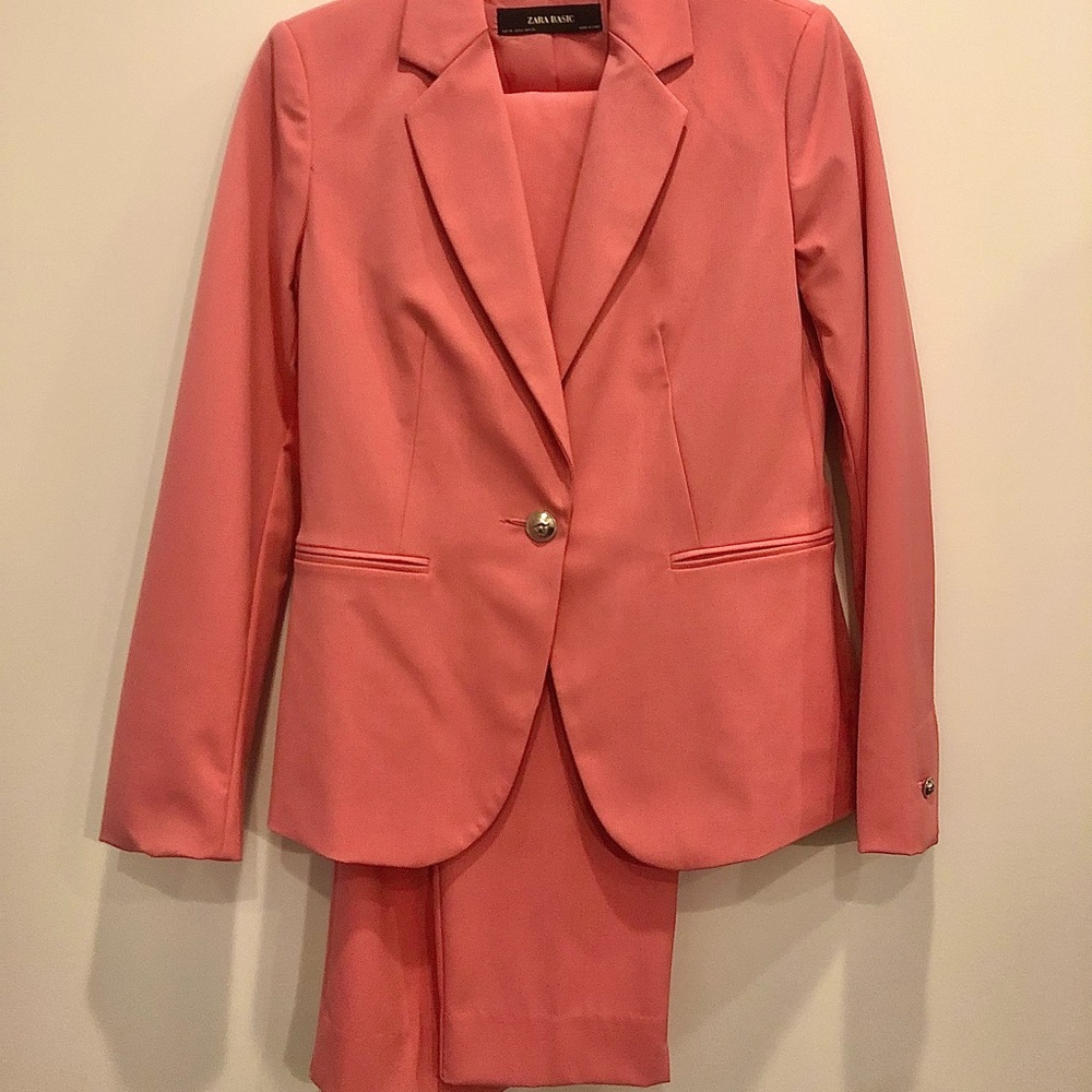 ZARA pink suit jacket and pants set NWOT